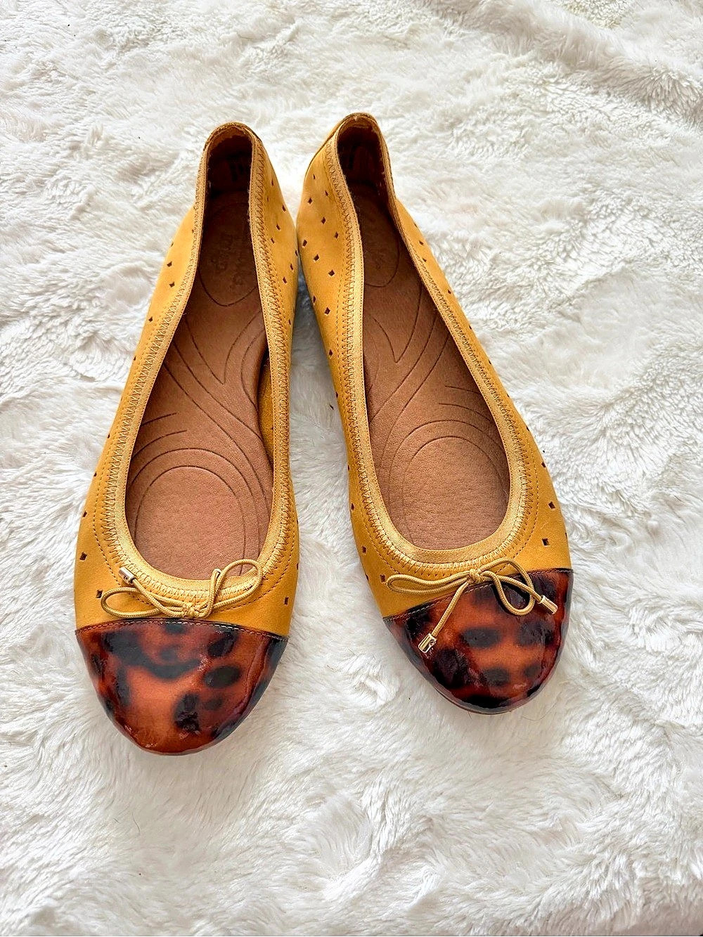 Clarks Indigo by Clarks Valley Stone Perforated Flat Brown Leather Flats